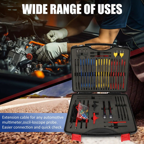 110 Pcs Automotive Circuit Test Lead Kit With Multimeter Probes Back Probe Kit Alligator Clips Relay Wire Connectors Electrical Test Set For Car Diagnostics On The Go In Convenient Black Carrying Case