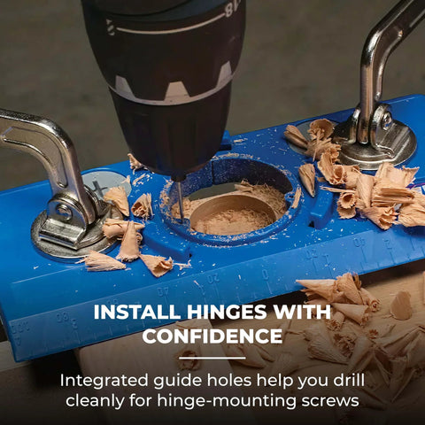 Concealed Hinge Jig For 35mm Cup Holes, Adjustable Cabinet Door Installation Tool With Four-Cutter Carbide Bit And Stop Collar