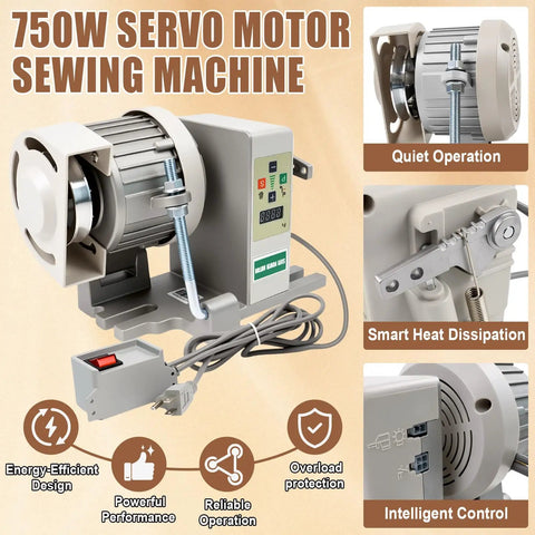 Powerhouse Servo Motor for Sewing Machines With Controller and Foot Pedal, 200 to 6000 RPM, CW CCW, AC 110V 750W 1HP