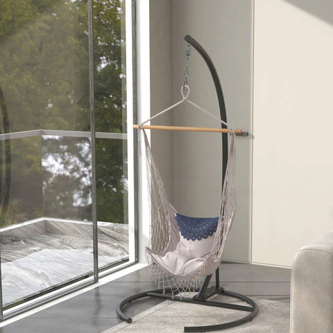 Hanging Hammock Chair Stand With Round Base For Hammock Chair And Egg Chair Porch Swing Indoor Outdoor Use 360 Degree Rotation