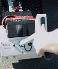 Force 5K Electric Trailer Dolly for RV, Boat and Cargo Trailers with battery and control handle, showing speed control features.