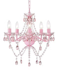 Pink Crystal Chandelier For Girls Room Kid Friendly 5 Light Small Kids Chandelier With Durable Acrylic Crystals For Bedroom Or Nursery