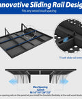Illustration of Workhorse Garage Wall Shelves Set 2 Pack 2x3 Foot Wall Mounted Storage Shelves With Hooks, showing sliding rail system.