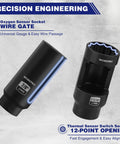 6 Piece O2 Oxygen Sensor Socket Set With 3/8 And 1/2 Inch Drive, Includes 7/8 Inch (22mm) Offset Sockets And 1-1/16 Inch (27mm) Thermal Sensor Socket