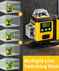 360 Degree Self Leveling Laser Level With Tripod For Construction, Green 4D Laser, High Visibility And Precision, Safe Class II, Bright Line And Dot Projection, Ideal For Layout, Elevation, Plumb, And Leveling Projects, multiple line modes