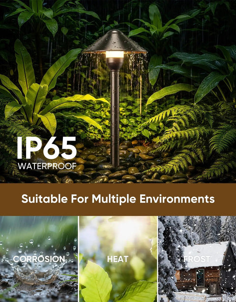 Low Voltage Landscape Lighting 12 Pack Aluminum Pathway Lights With G4 Bulbs Waterproof Oil Rubbed Bronze in garden setting