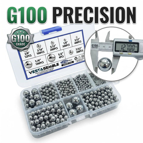 Get This Huge 1216 Piece G100 Chrome Steel Ball Bearings Kit Crafted From Aisi 52100 High Carbon Steel Hardened To Sixty Six Rockwell