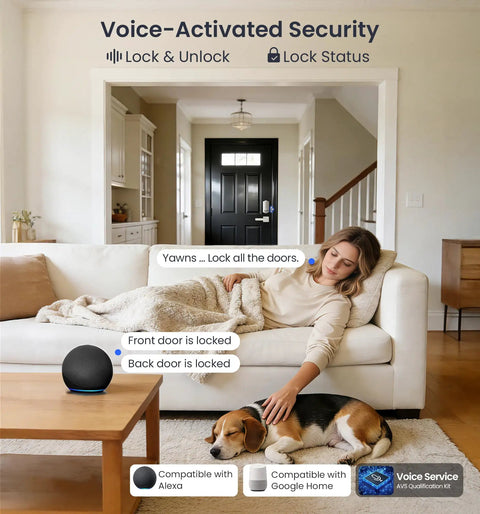 Smart Home Keyless Entry Digital Door Lock With Fingerprint Deadbolt And Handle Set App Remote Hub Free Wifi Security Satin Nickel Finish Straight Wifi Hookup Top Shelf Build Lock It Down Round The Clock