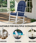 Outdoor Adirondack Chair Cushion Set With Thick High Back Tufted Design Weatherproof And Waterproof Anti Slip Lounge Pads