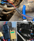 3 Pin Waterproof Electrical Wire Connectors Kit for automotive, showing male and female plugs in use on vehicles.