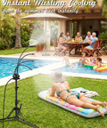 Outdoor Misting System for Patio and Yard, Adjustable 5.25 Foot Standing Mister With 26.5 Foot Misting Line cooling poolside