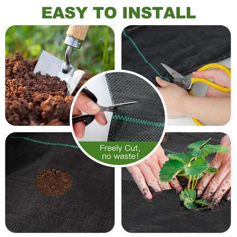 Heavy Duty Weed Barrier Fabric 3.2oz Polypropylene For Garden Beds And Landscape installation process and usage examples