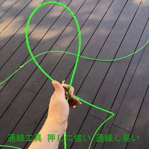 Aewio 15 Meter Fishing Tape With 4.5mm Diameter For Electrical Wire Pulling and Line Threader held in hand for easy maneuvering.
