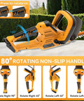 22-Inch Cordless Hedge Trimmer With No Battery Included showing 180 degree rotating handle, compatible with 20V Max Batteries