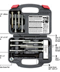 Open storage case displaying Beefy Heavy Duty Steering Wheel Puller Tool Set With Storage Case For Most Domestic And Imported Vehicles, 14 Pcs Kit Includes Yoke, Center Screw Pad Tip, And Side Tools For Pulling Wheels With Tapped Holes