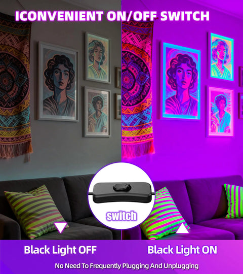 120W IP66 Waterproof Black Light With Plug Switch And 6ft Cord 105 LED UV Blacklight illuminating fluorescent posters