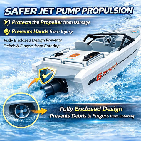 Jet Propulsion RC Boat With Brushless Motor For Beginners A Mini Yacht Style Remote Control Boat For Kids Waterproof Electric Boat with enclosed jet design