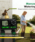 Two Zone Sprinkler Timer For Outdoor Hose Faucet With Brass Inlet And Large Dial Programmable Watering displayed