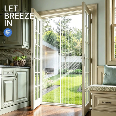 Magnetic Screen Door For 32x80 Inch Openings, 34x82 Inch Heavy Duty Mesh With Magnets For Sliding Glass Doors, Easy Install