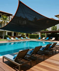 Shade Cloth 70 Percent, 20x20 Ft Heavy Duty Durable Mesh Tarp with Grommets installed over pool area providing shade and cooling.