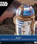 R2 D2 3D Wooden Puzzle Kit For Adults With Moving Parts And LED Projection Light close-up of top section with LED light.