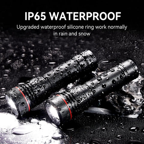Beast Mode Bright Type C Rechargeable Flashlight with High Lumen Output, rugged aluminum body in wet environment