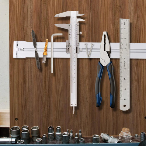 4 Pack Magnetic Tool Holder Strips 19.7 Inch Wall Mount Organizer for garage displaying tools with strong magnetic bars