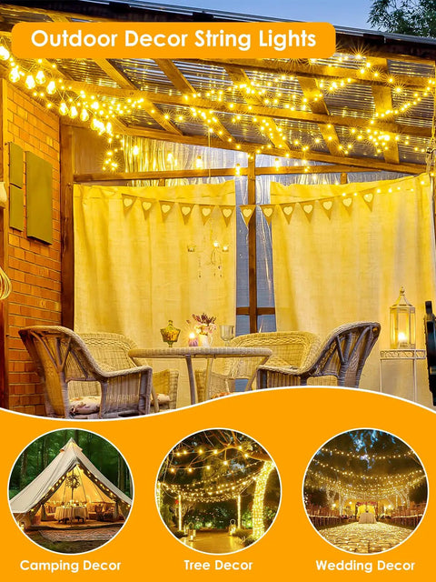 66Ft 200 LED Fairy Lights Plug In Warm White IP44 Waterproof Indoor Outdoor With Timer And 8 Modes Copper Wire decor