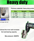 Heavy Duty 3/4 To 1/2 Inch NPT Hex Reducing Nipple Fitting Adapter In 304 Stainless Steel MNPT Pipe Connector Built To Last For Durable Plumbing And Easy Leak Free 3/4 Inch Male To 1/2 Inch Male Threads shown on scale