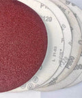Ten Pack 8 Inch Sanding Discs Hook And Loop Adhesive Machine Paper Aluminum Oxide Grits 80 120 240 showing different grits.