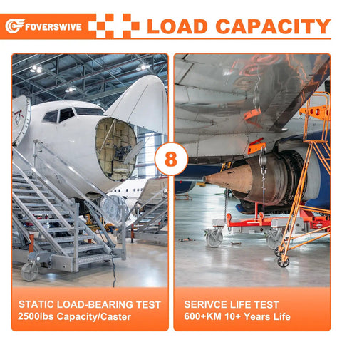Hardcore 8 Inch Kingpinless Casters 10000 Lbs Capacity Set Of 4 Cast Iron Swivel Wheels With Roller Bearing in aircraft maintenance.