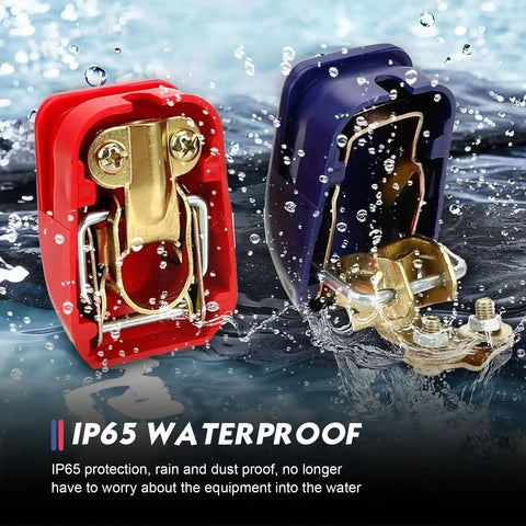 2 PCS Quick Release Battery Terminal Connectors Set, Universal Positive & Negative Disconnect Clamps with Red Blue Covers