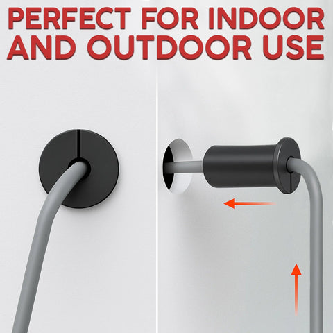 Two Pack Silicone Wall Bushing For Three Quarters Inch Holes Compatible With Starlink shown installed in wall for cable pass-through.