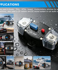 Heavy Duty 200A Dc Circuit Breaker Battery Disconnect Switch Quick Manual Reset For Towing Motors Marine Panels Built Tough 12V To 24V Systems, viewed with water droplets.