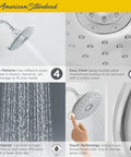 Spectra Touch 4-Function Shower Head With Easy Clean Nozzles, 1.8 GPM Polished Nickel, tap to switch between patterns, diagram