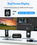 Killer Firewall Mini Pc With Intel Celeron J6305 Processor And Four 2.5GbE Intel I226V Ports Tight Barebone Network Rig With Auto Start Support For Pfsense And Opnsense Labs dual screen setup showing HDMI and DP outputs