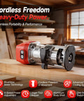 Cordless Compact Router for On the Go Woodworking No Cords 800W Brushless Palm Router with aluminum base in workshop