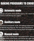Image of 3 baking programs for the Electric Coffee Bean Roaster Equipped With Auto Roasting Curves And Compact Smoke Filter.