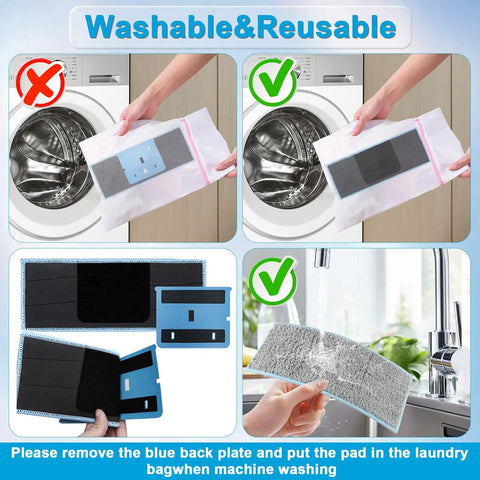 8 Pack Washable Reusable Wet Mopping Pads For Irobot Braava Jet M6 with instructions for machine washing and hand washing