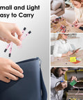 Collage of 2 Pack Soldering Helping Hands Clamps with Flexible Gooseneck Arms in use for various DIY hobbies and easy portability