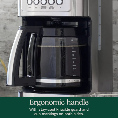 Replacement 14 Cup Glass Carafe for Coffee Maker with Dripless Spout and Knuckle Guard Ergonomic Black Handle 70 Fluid Ounces Easy to Clean fitted in machine