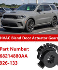 Top Shelf Hvac Blend Door Actuator Gear For Dodge Durango And Jeep Grand Cherokee Quick Swap Replacement part on a vehicle background.