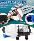Upgraded RV Water Pump 3 GPM 12V DC 50 PSI Triplex Diaphragm Pump for RV Boat Yacht Marine Caravan with strainer and pressure switch