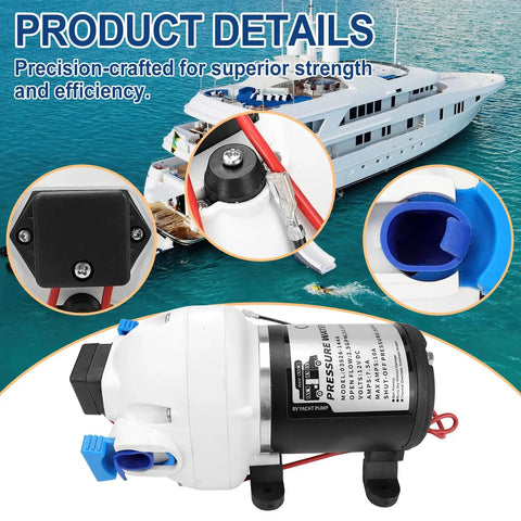 Upgraded RV Water Pump 3 GPM 12V DC 50 PSI Triplex Diaphragm Pump for RV Boat Yacht Marine Caravan with strainer and pressure switch