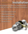 3 Pack Satin Stainless Ball Door Knobs With Keyed Entry For Bedroom Bathroom Closet Or Office, 5-minute installation guide