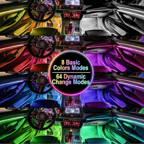 Car Interior LED Strip Lights With USB Power 5V Ambient Mood Lighting And App Control Remote Music Sync Color Changing Beads.