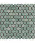 Mint Green Hex Porcelain Mosaic Tile For Floors And Walls, 1 Inch Hex, Mesh Mounted, Glossy Finish With Subtle Tone Variation