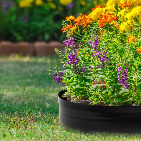 8 Inch Tall 33 Ft Garden Landscape Edging Kit With Hammer And Stakes Black Plastic Border For Lawn And Flower Beds