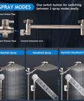 Shower Head Combo With Brushed Nickel Finish 10 Inch Rain Shower Head And 11 Inch Adjustable Extension Arm Plus 5 Settings Handheld