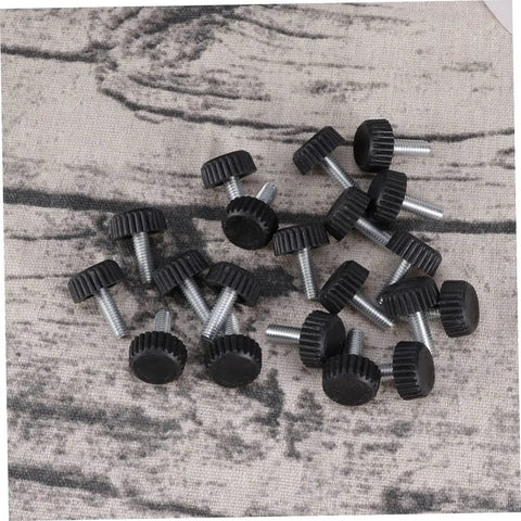 Twenty Adjustable Furniture Leveling Cups With Threaded Socket Design For Quick Install And Slick Glide Motion On Wood Tables Metal Chairs Desks And Bar Stools Zero Hassle Setup For Modern Office Or Laid Back Home Hangouts shown on a textured fabric background.